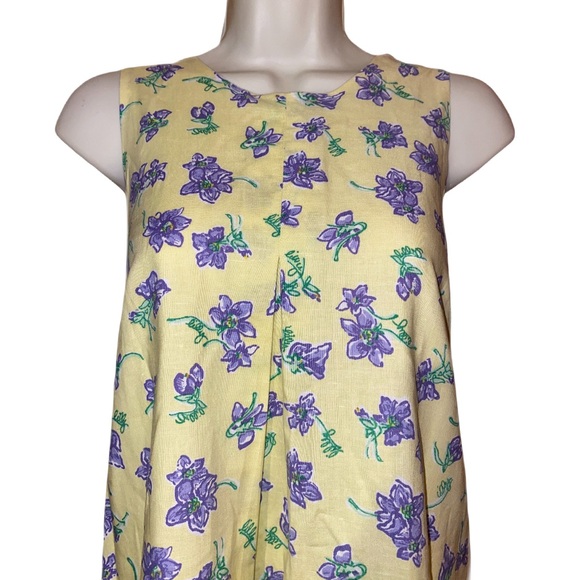 VINTAGE LILLY PULITZER PASTEL FLORAL COTTON LINEN MINI GOWN BABYDOLL SHIFT DRESS - Picture 3 of 7